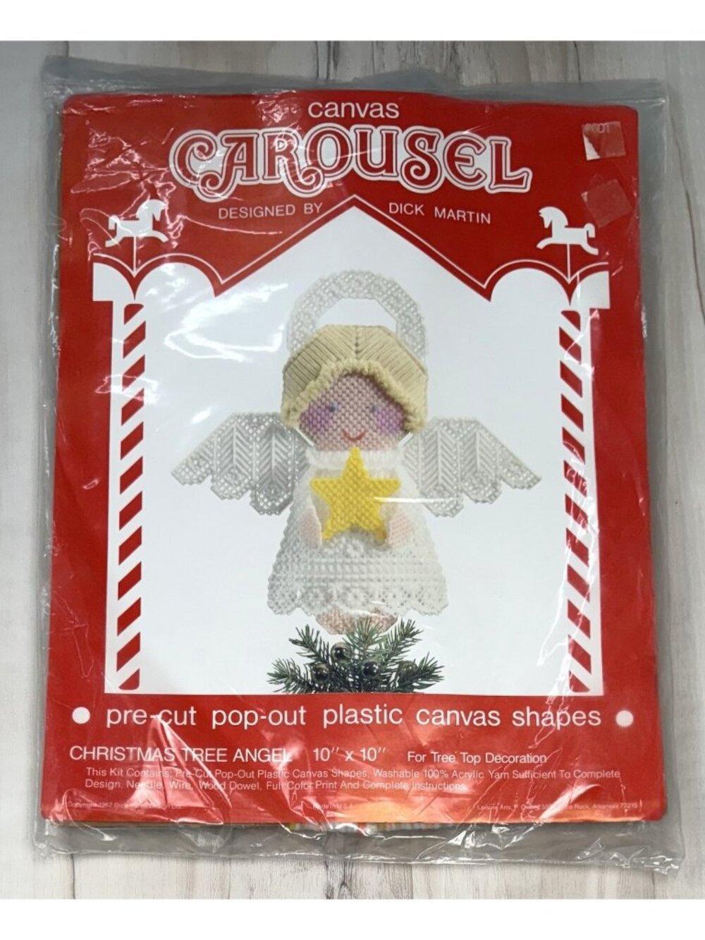 VTG 1982 Canvas CAROUSEL CHRISTMAS TREE ANGEL Topper Needlepoint Kit 601 NIP NEW